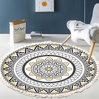 Ethnic style retro mandala Nordic living room circular carpet
